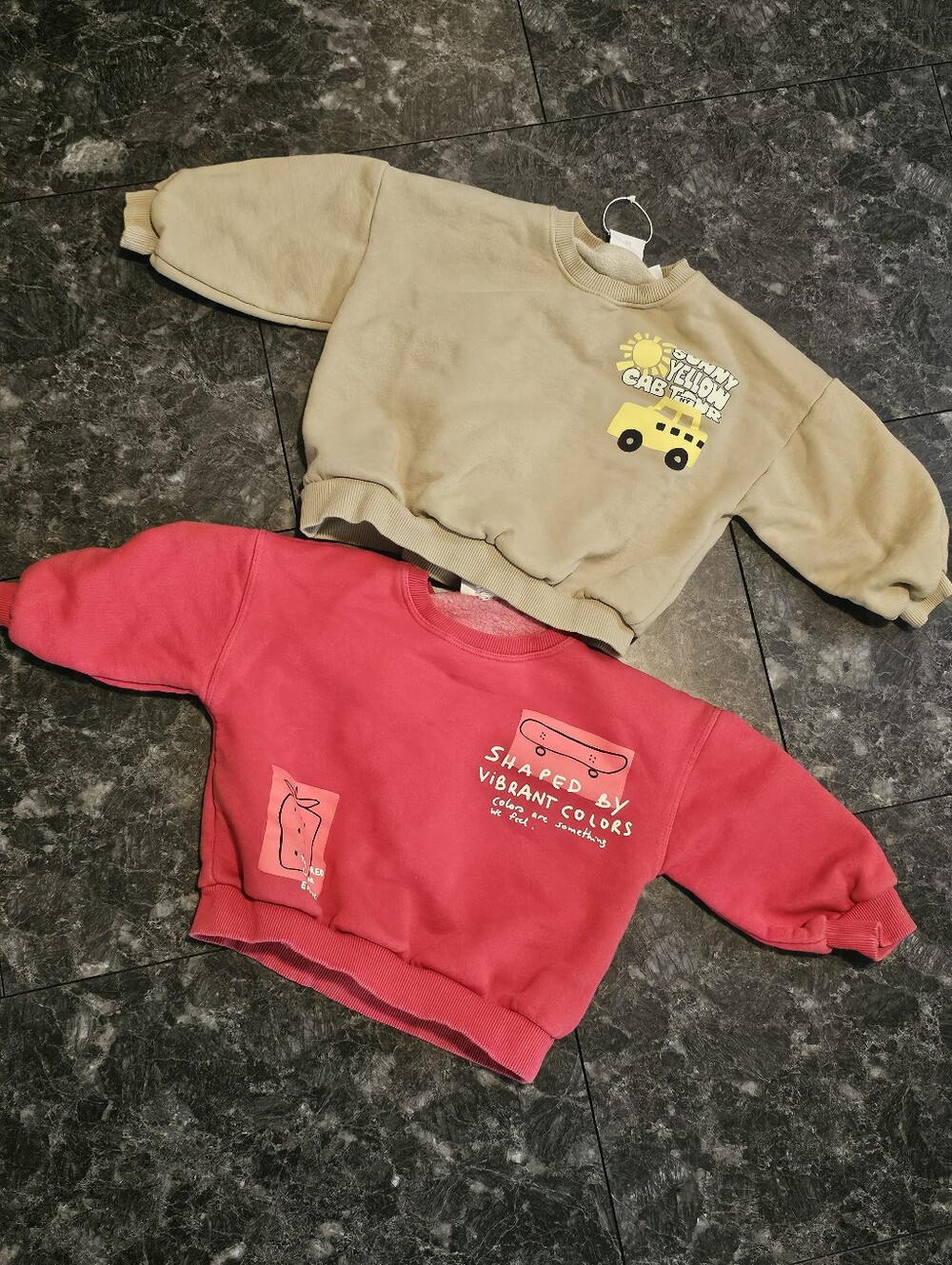 Zara Skater Sweatshirt Bundle Baby Boys 3T Oversied Red Yellow Taxi Cool Kids